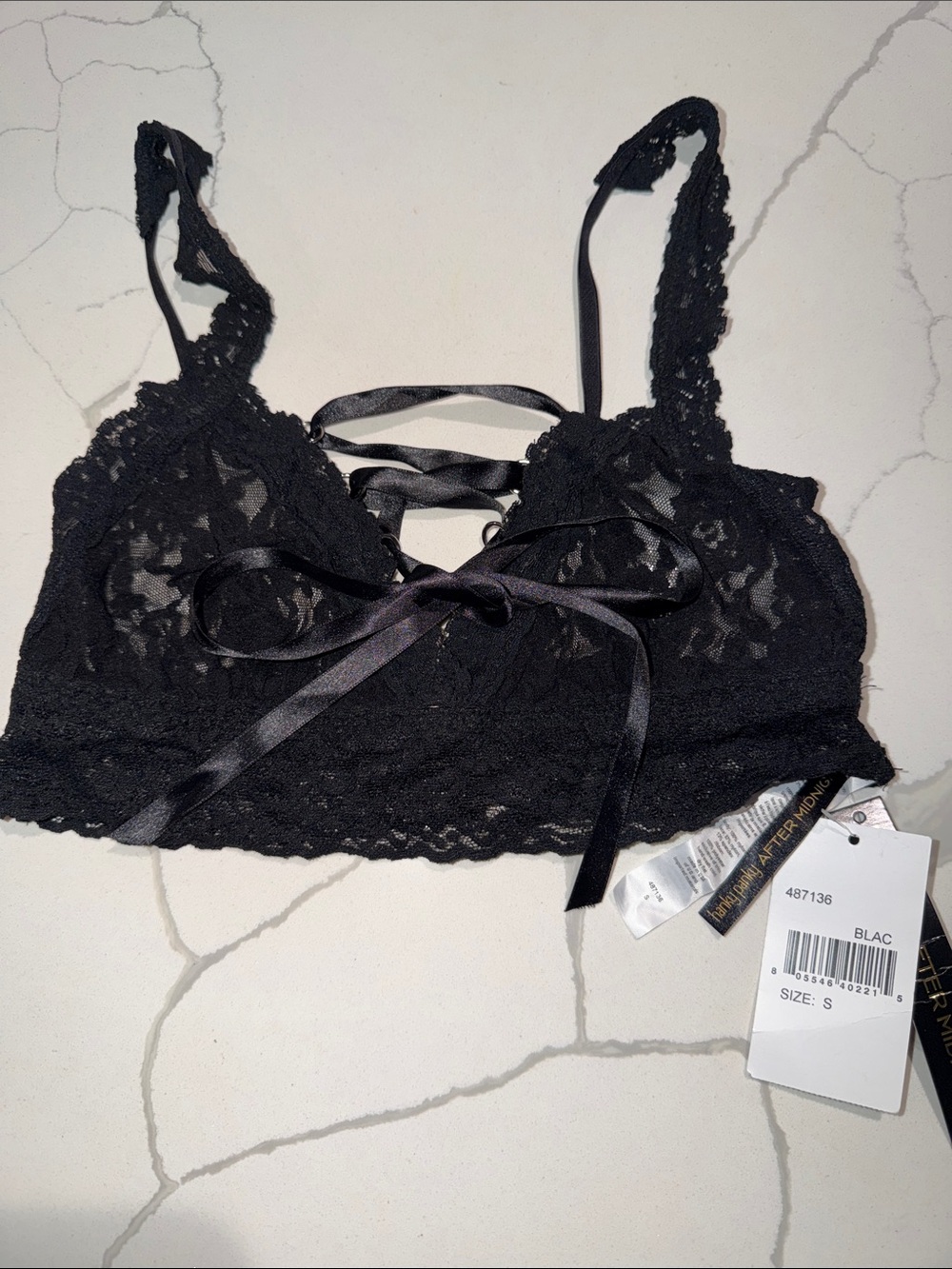 Hanky Panky Black Lace Bralette with Satin Ribbon